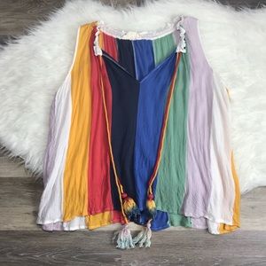 Rainbow color loose blouse size XL